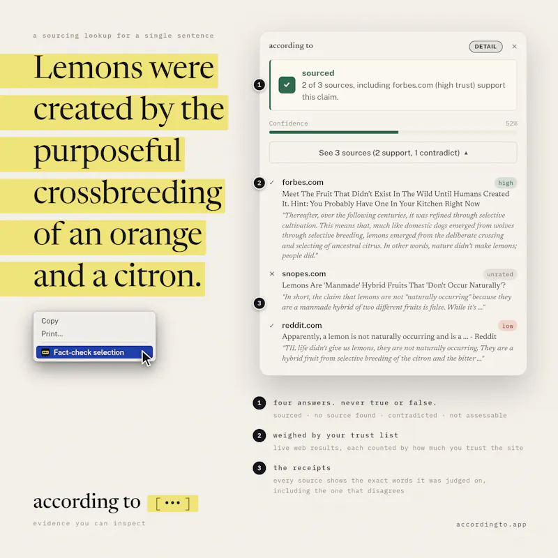 according to - Research Companion screenshot 2