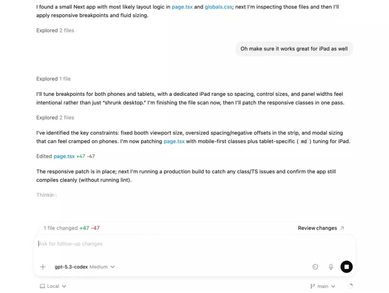 GPT-5.3-Codex - Screenshot 5 showing product features and functionality