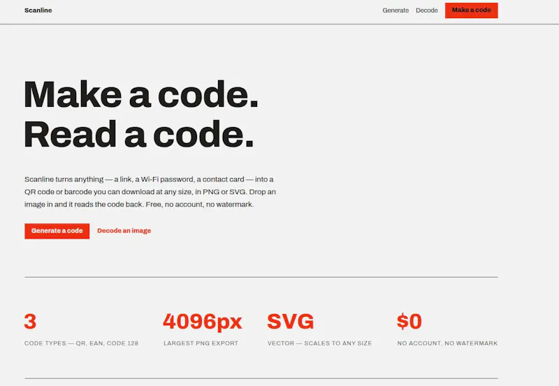 Scanline — QR & barcode tools screenshot 1