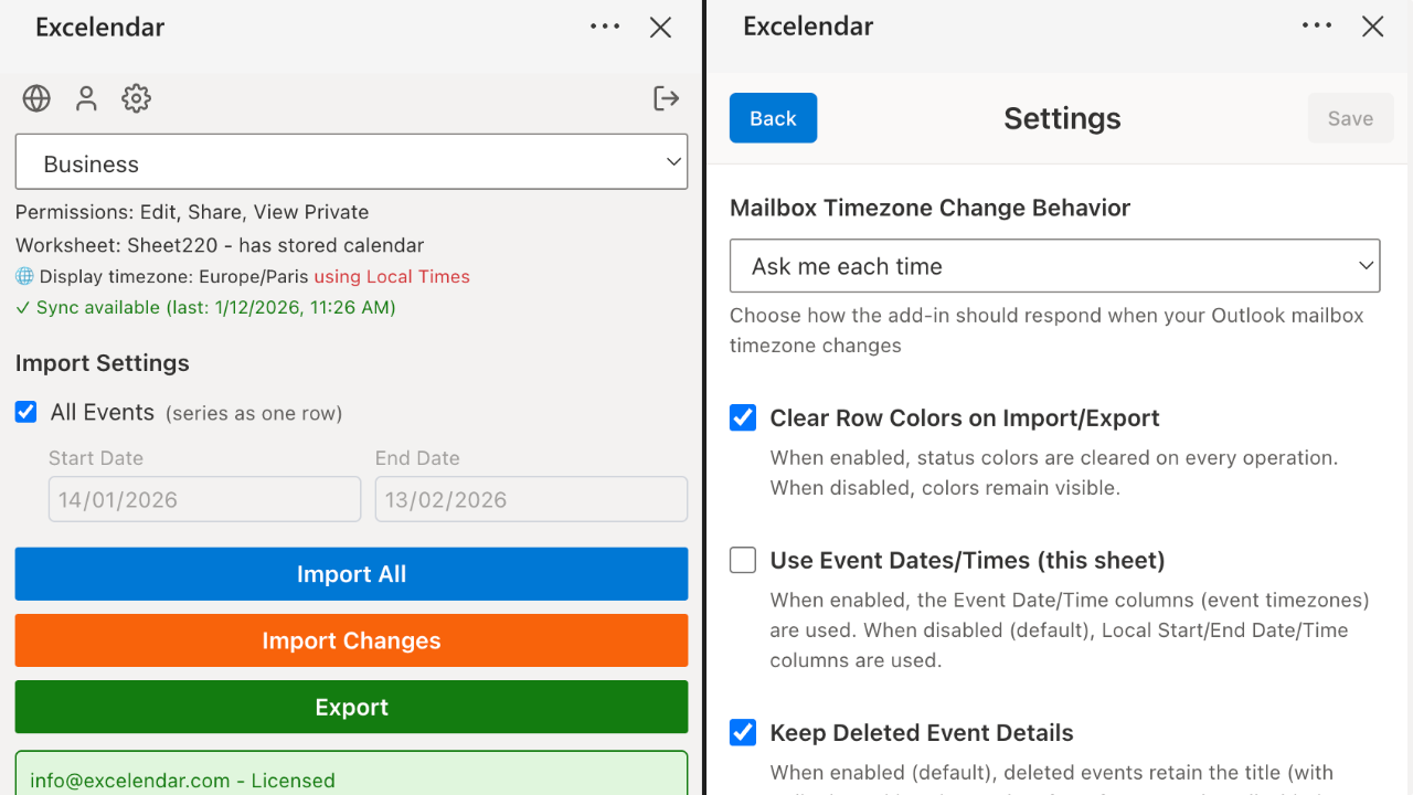 Excelendar - Screenshot 4 showing product features and functionality