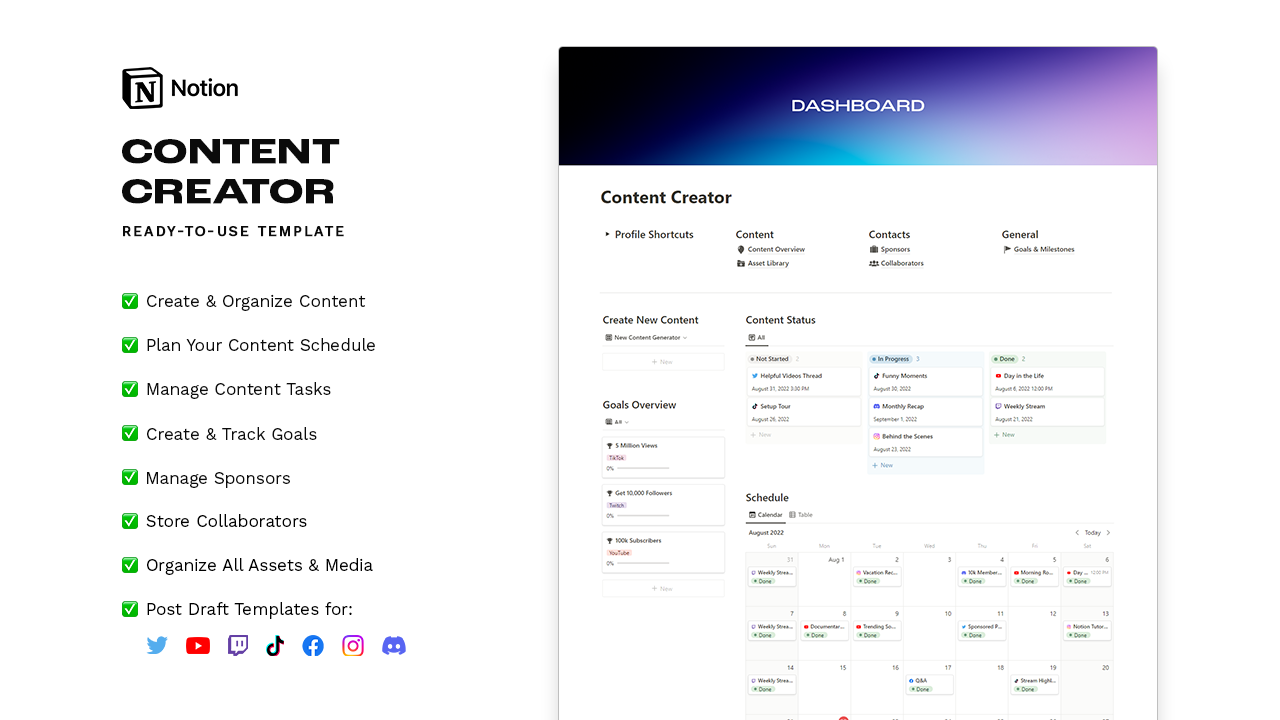 Content Creator - Notion Template - Product Information, Latest Updates ...