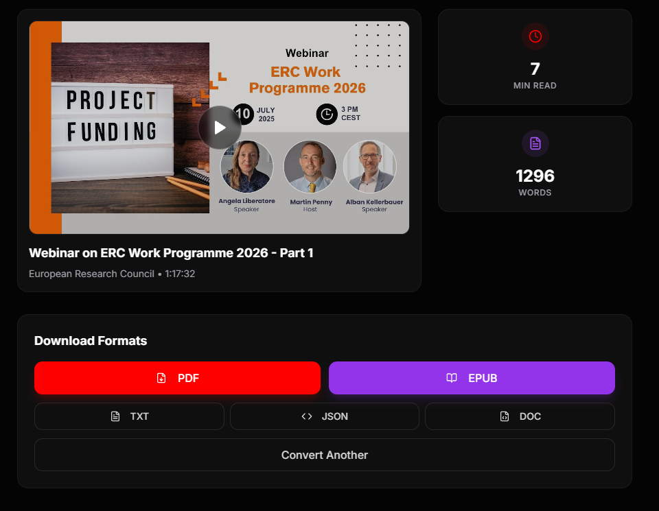 YouTube to eBook - Screenshot 5 showing product features and functionality