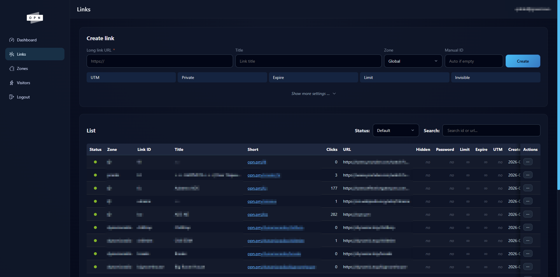 Link Shortener OPN - Screenshot 4 showing product features and functionality