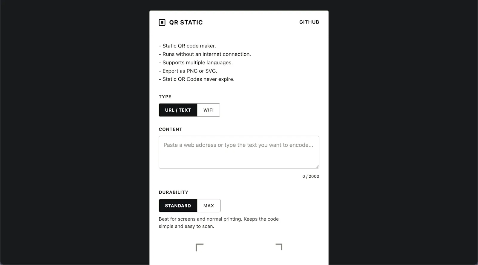 QR Static — Offline QR Code Generator screenshot 3