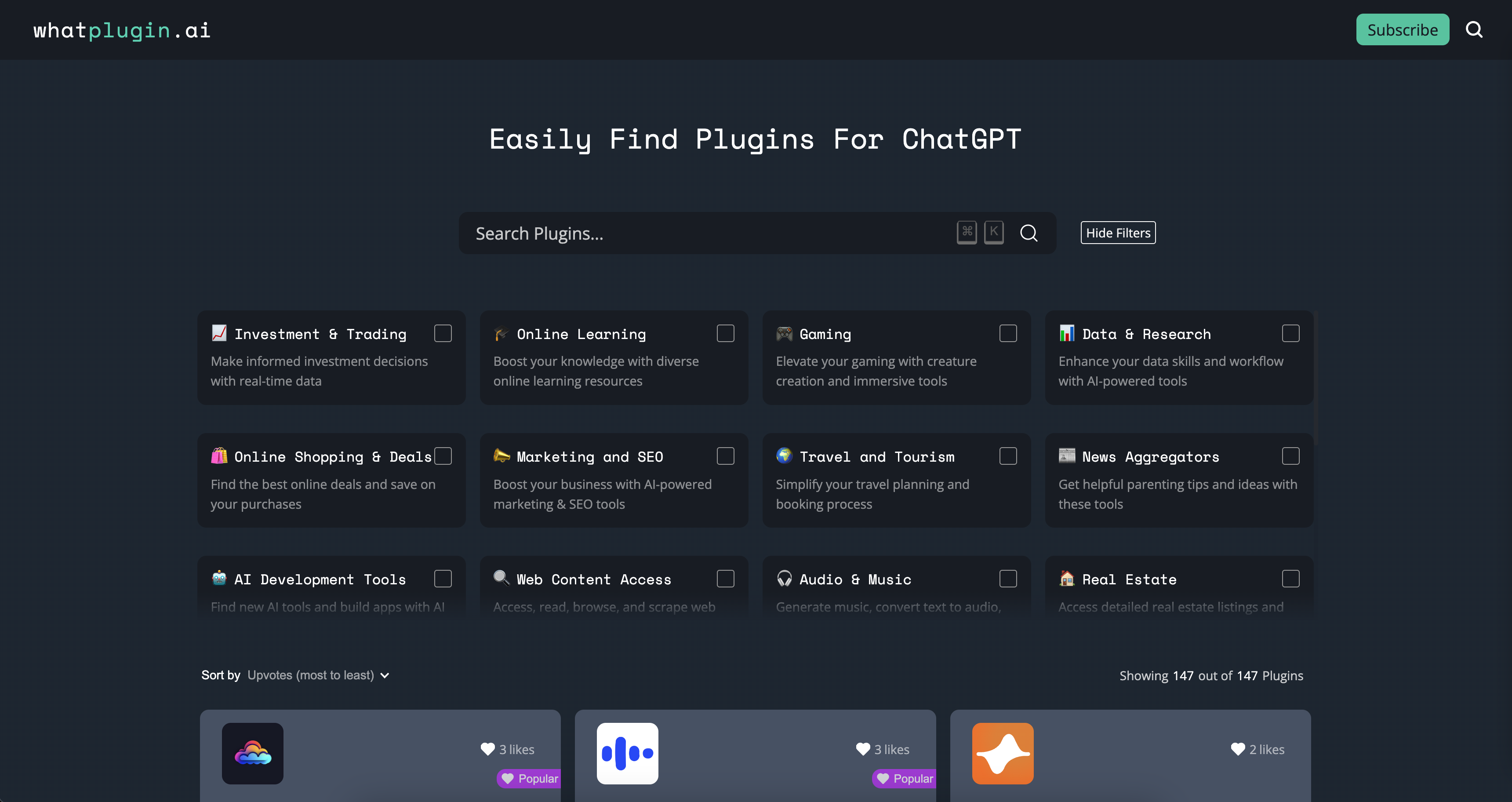 startuptile whatplugin.ai-Easily find plugins for ChatGPT