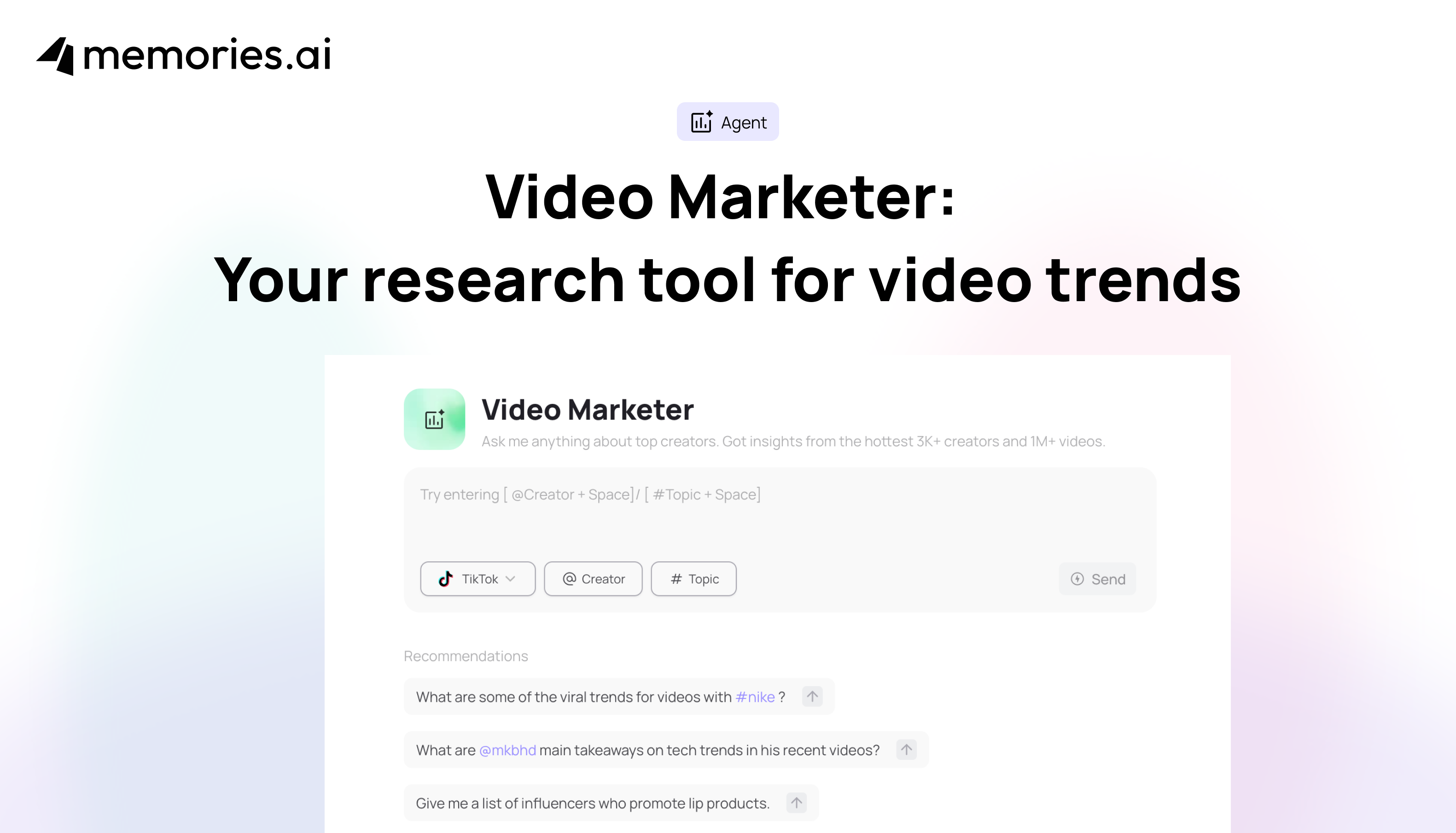 Videomarktier von Memories.ai - Verwirrung für Videos, #1 Forschungstool für Videomarketing Medien 2