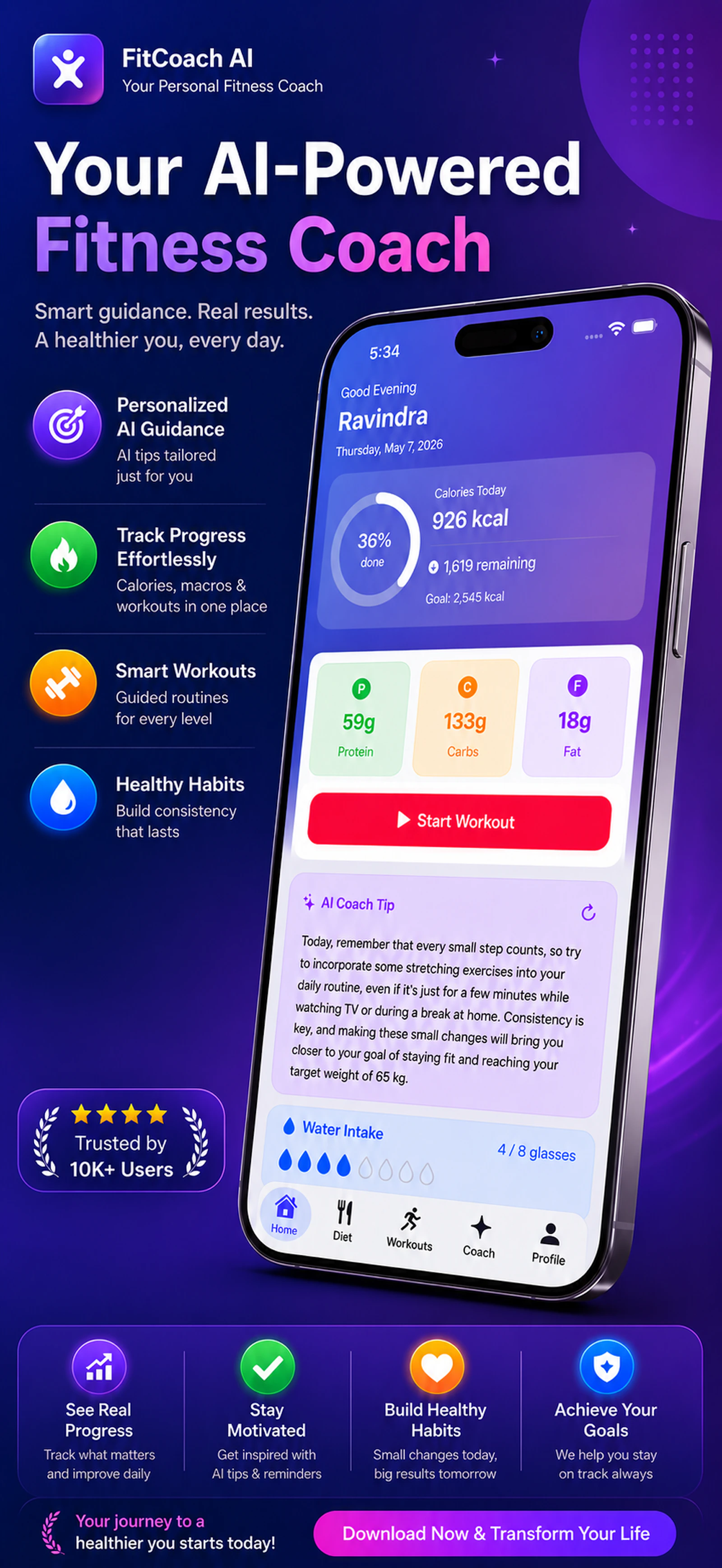 BeingFit - Fitness Coach screenshot 1