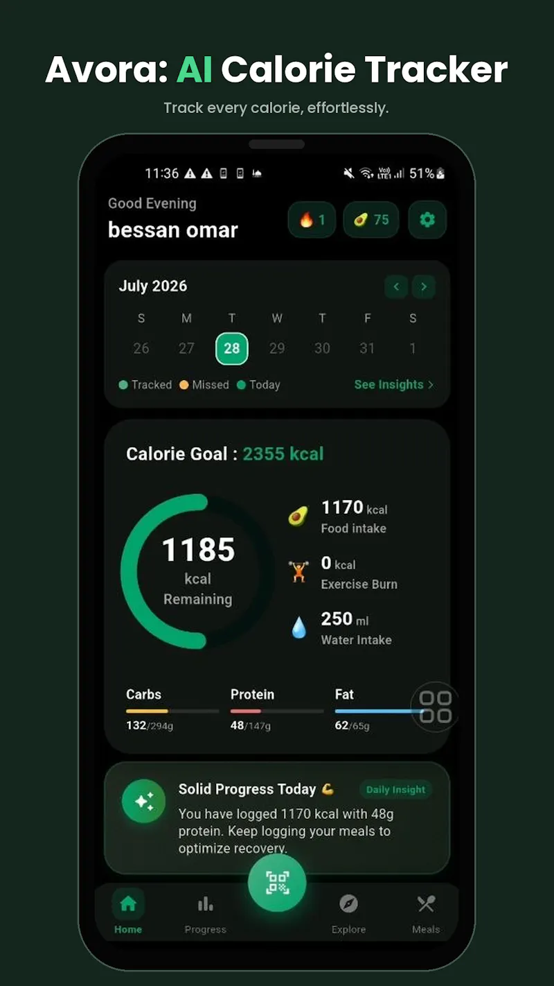 Avora: AI Calorie Tracker screenshot 1
