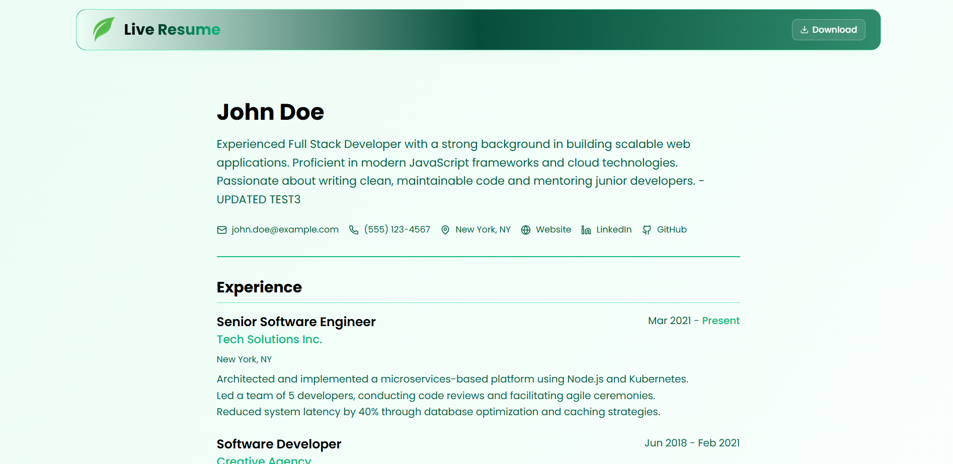 Live Resume gallery image