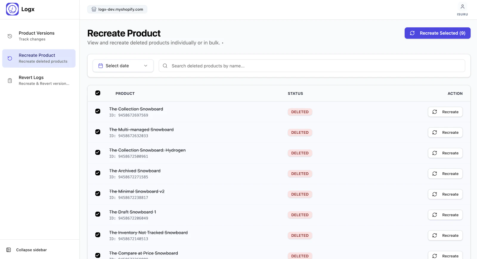  Logx: Product Version & Revert screenshot 2