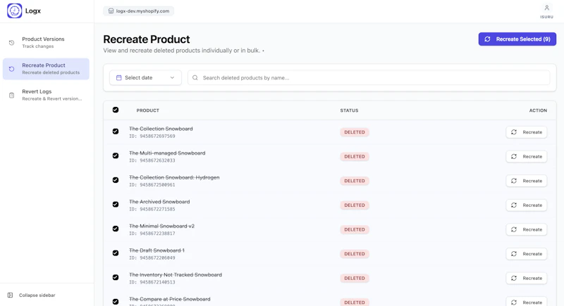 Logx: Product Version & Revert screenshot 2