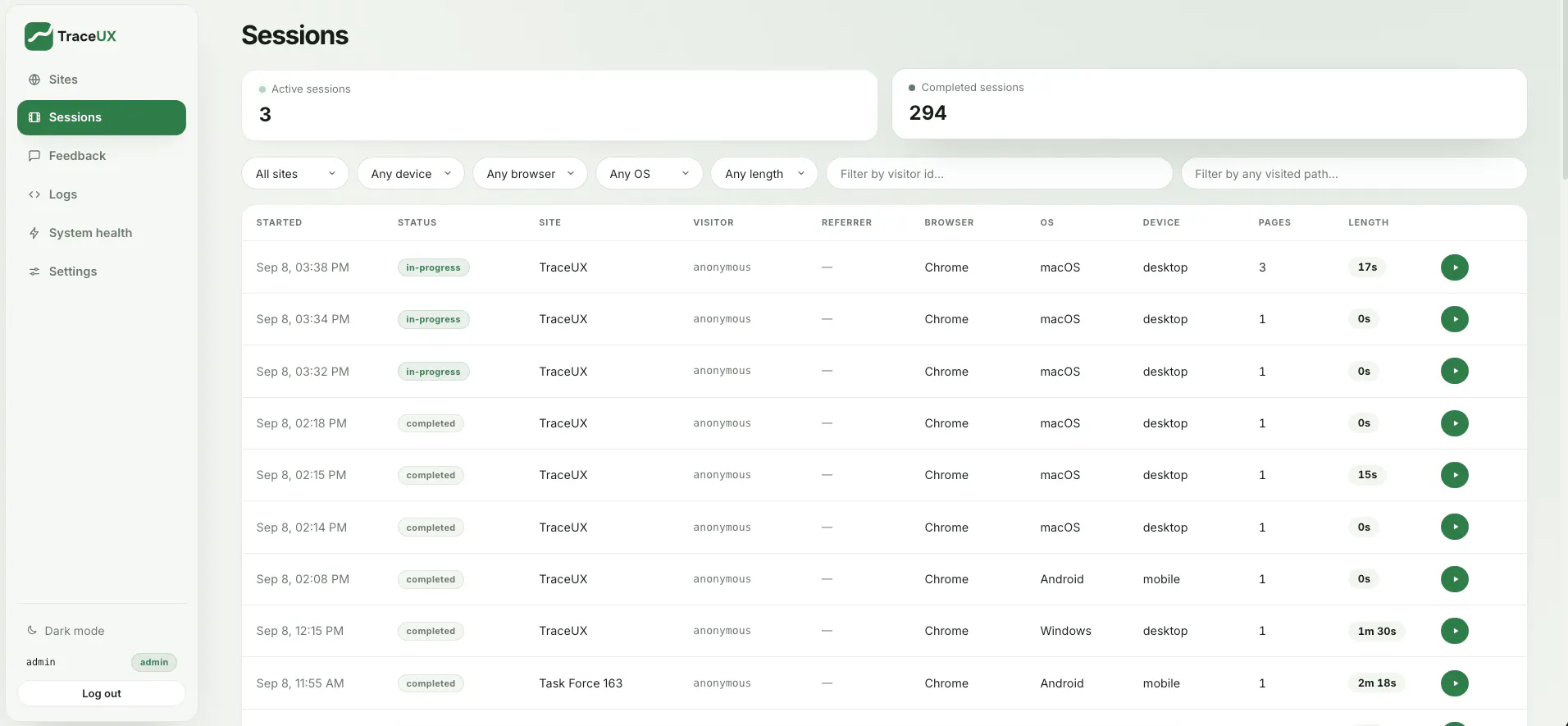 Trace UX gallery image