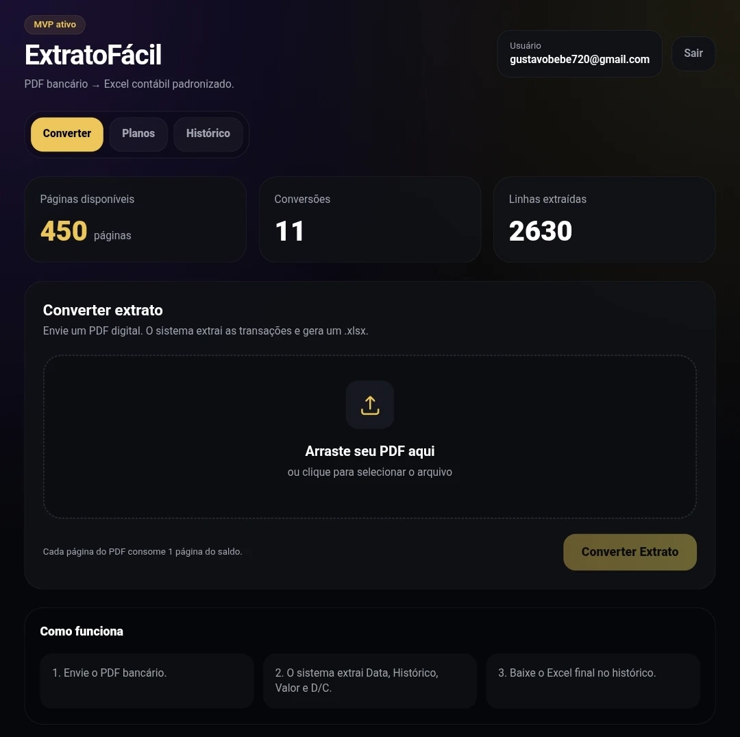 ExtratoFácil — PDF bancário para Excel