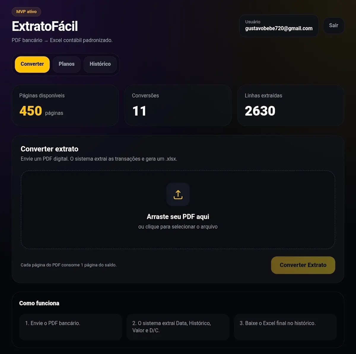 ExtratoFácil — PDF bancário para Excel