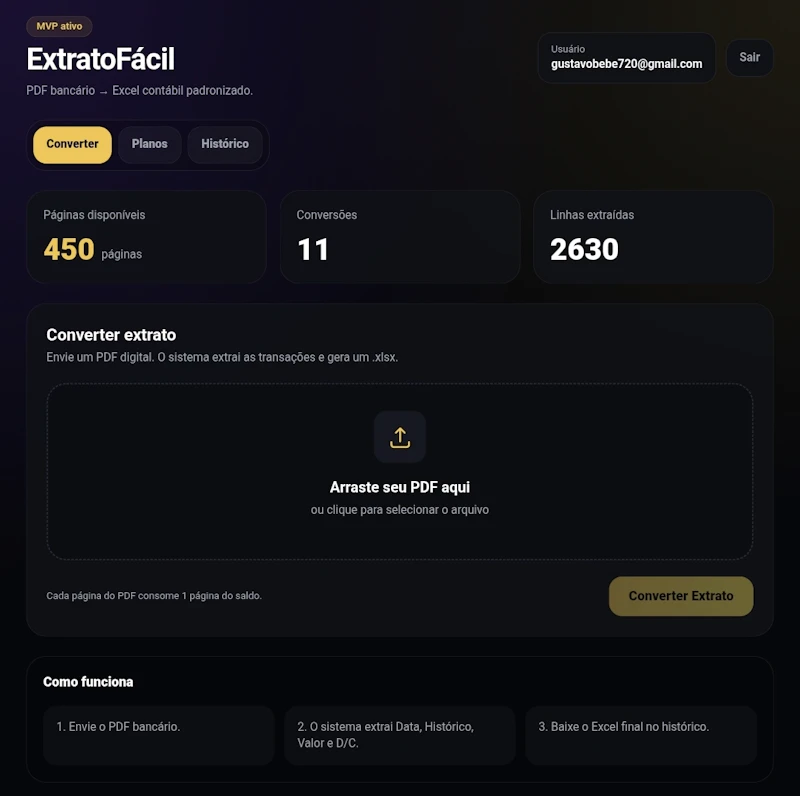 ExtratoFácil — PDF bancário para Excel screenshot 1