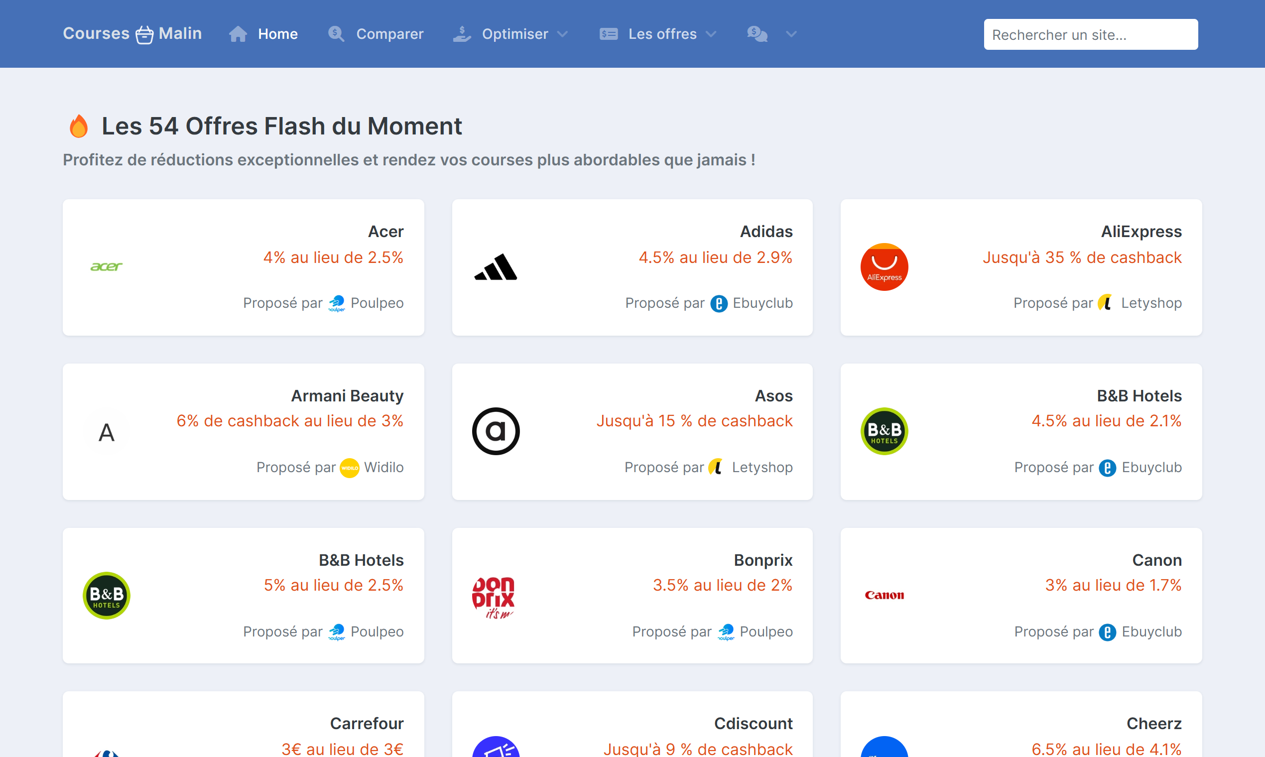 Média Cours Malin - Comparateur de cashback, promo et prix en temps réel 5