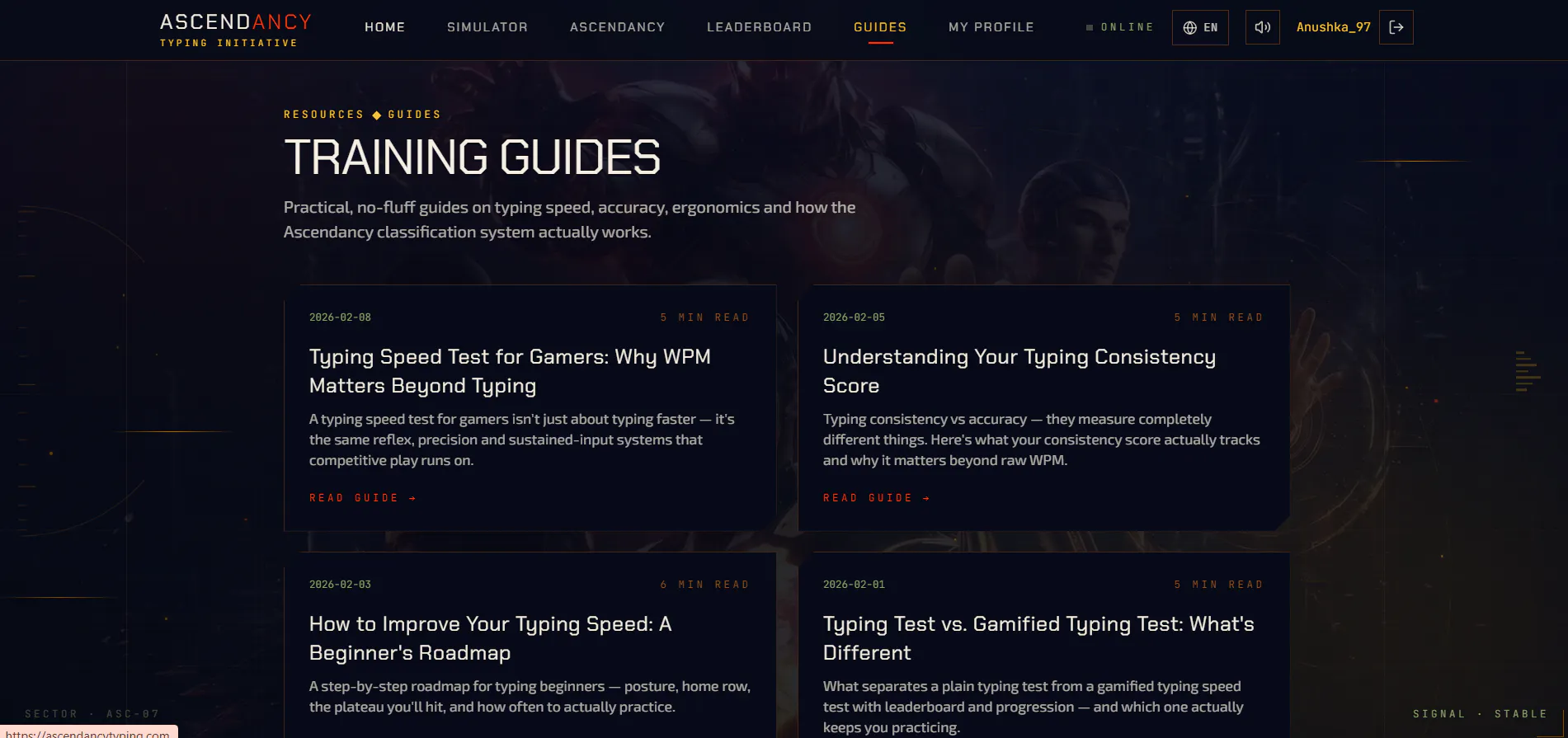 Typing tests with RPG-style tiers gallery image