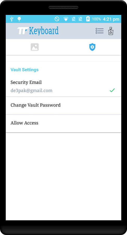 TF KEYBOARD VAULT APP gallery image