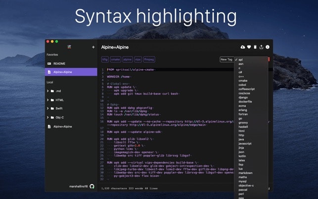 syntax tool for mac coding