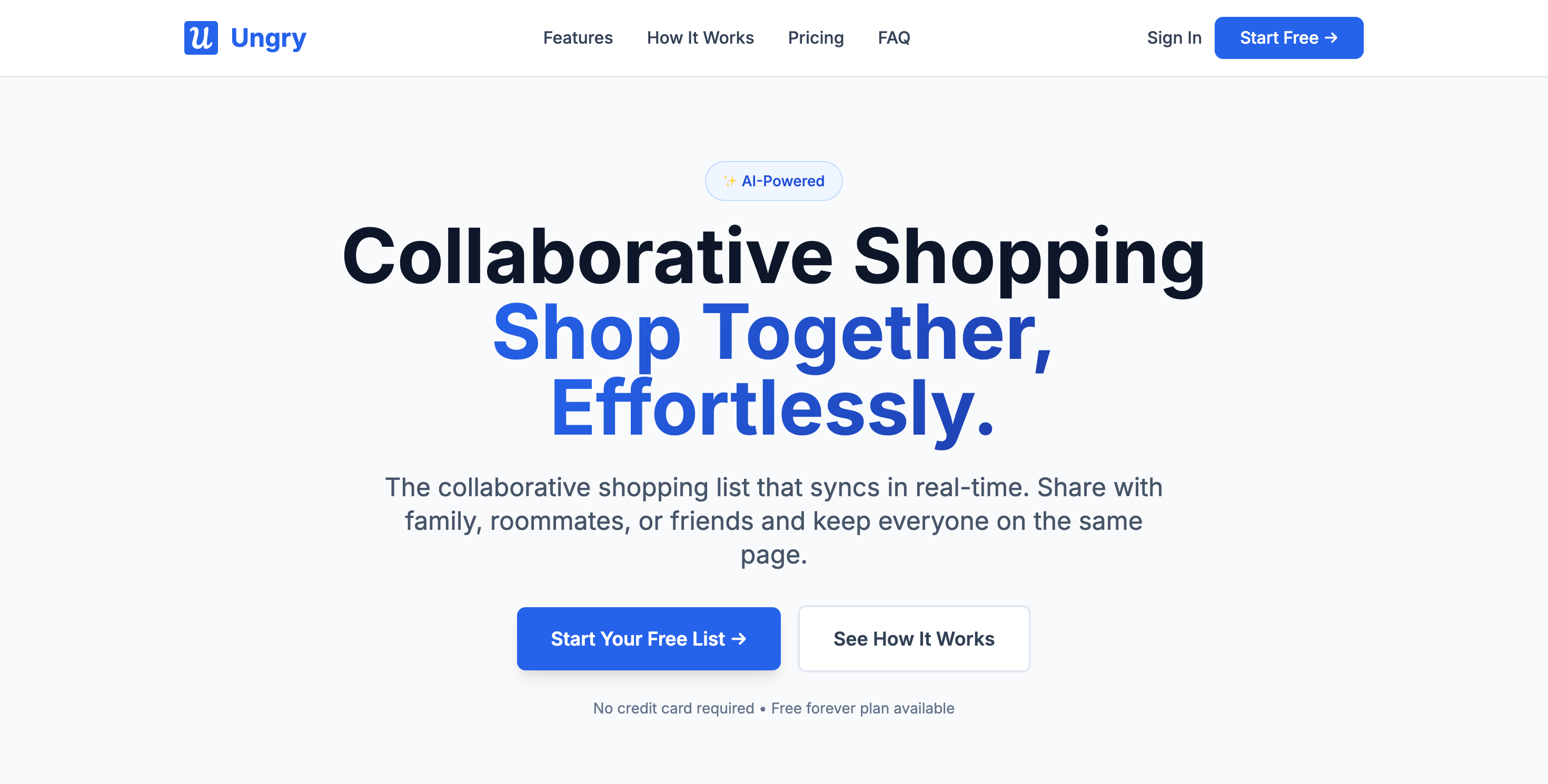 Ungry - Main product screenshot demonstrating key features and user interface