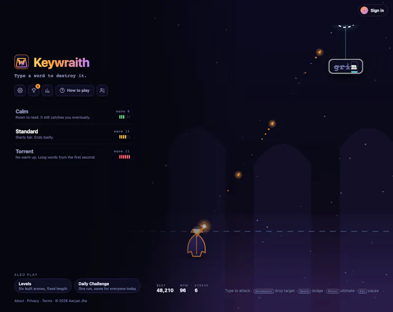 Keywraith — typing game, type to kill screenshot 5