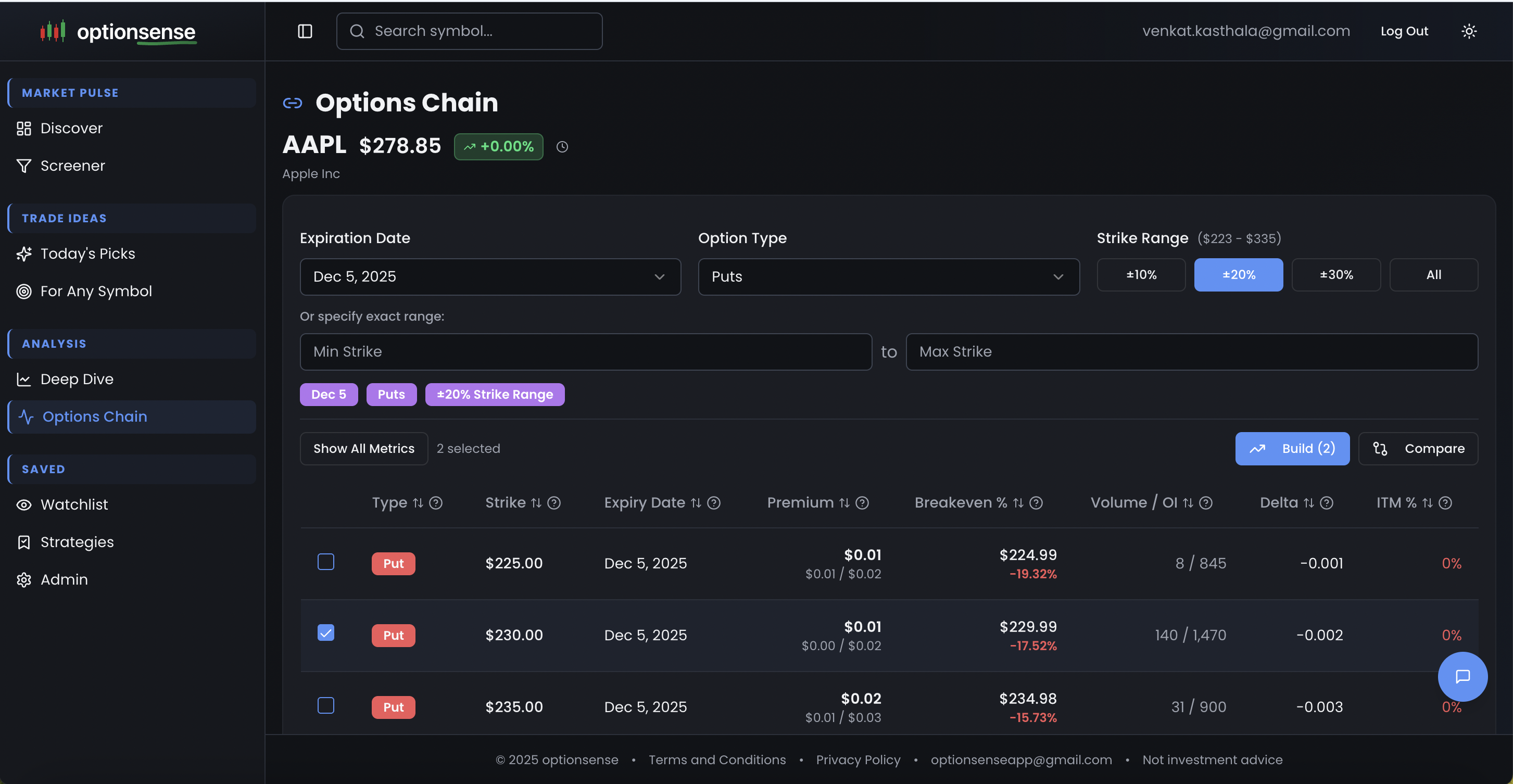 OptionSense - Screenshot 3 showing product features and functionality
