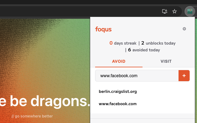 Foqus browser extension gallery image