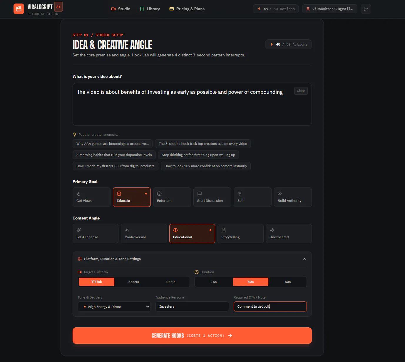 ViralScript AI screenshot 1