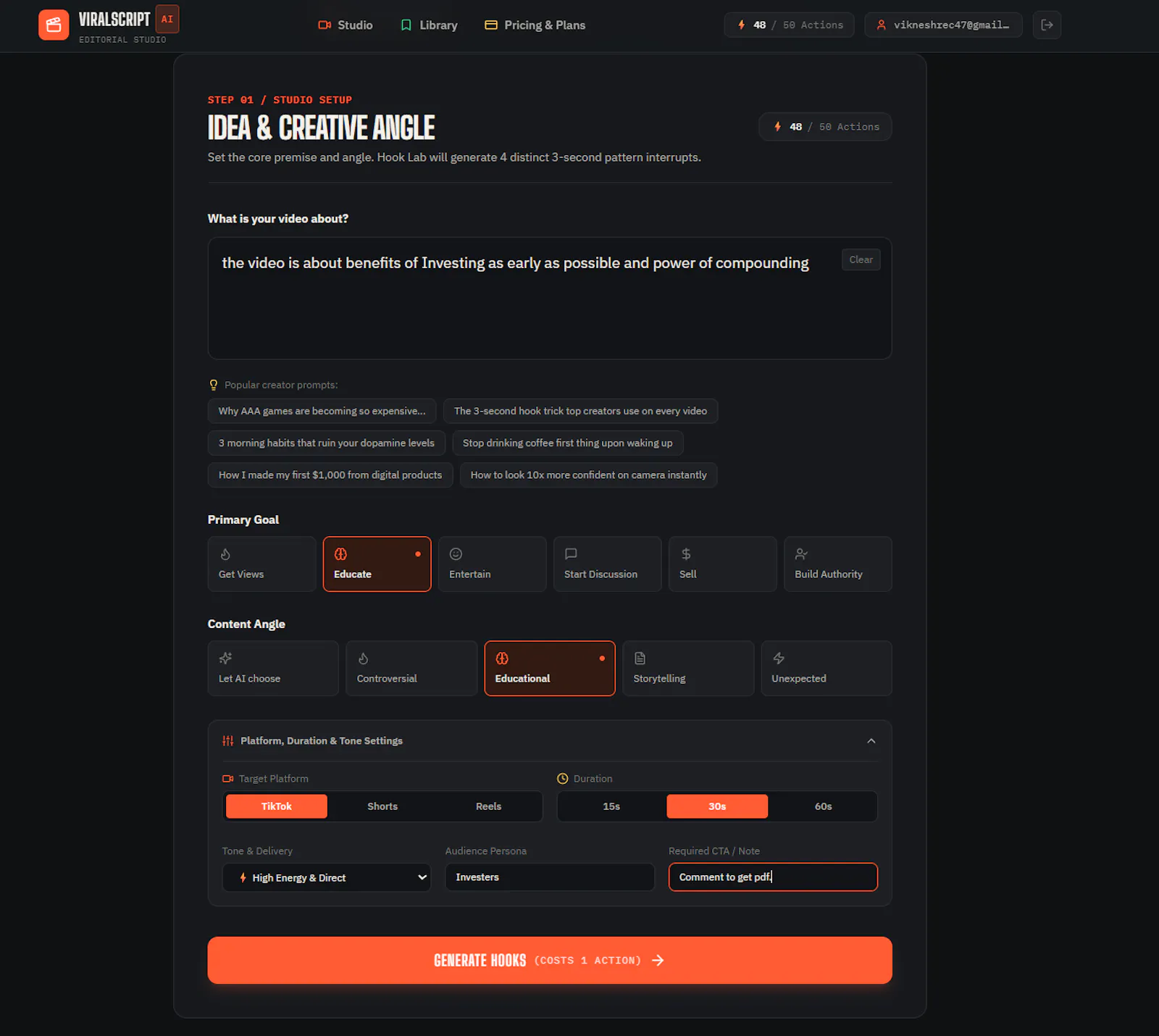 ViralScript AI screenshot 1