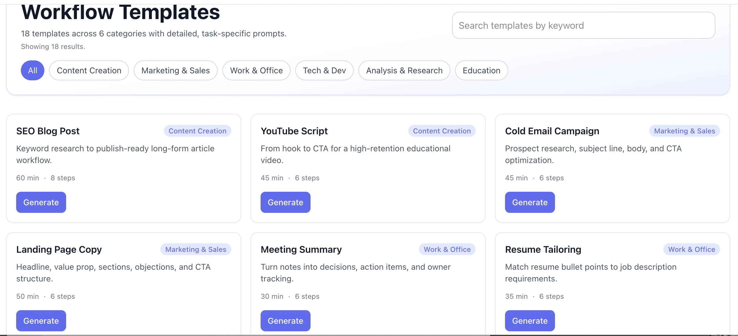 AI Workflow Templates screenshot 1