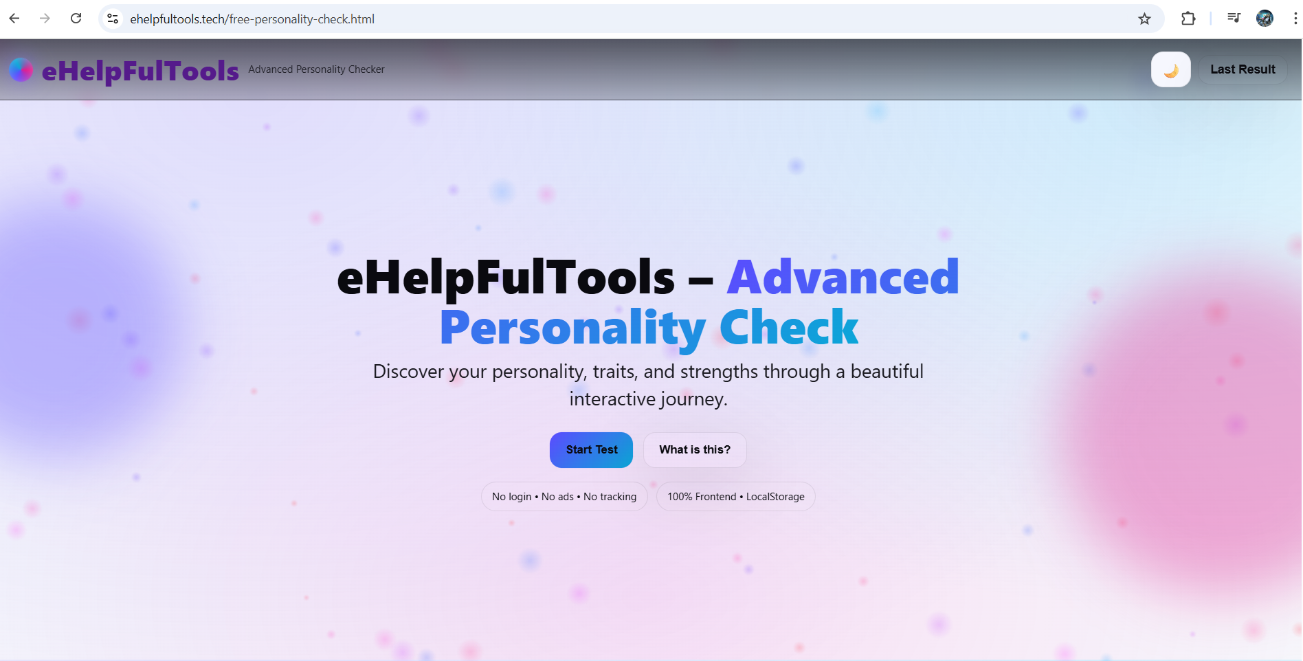Controllo gratuito per la personalità di ehelpfultools - Scopri il tuo tipo di personalità in minuti - 100% gratuito media 6