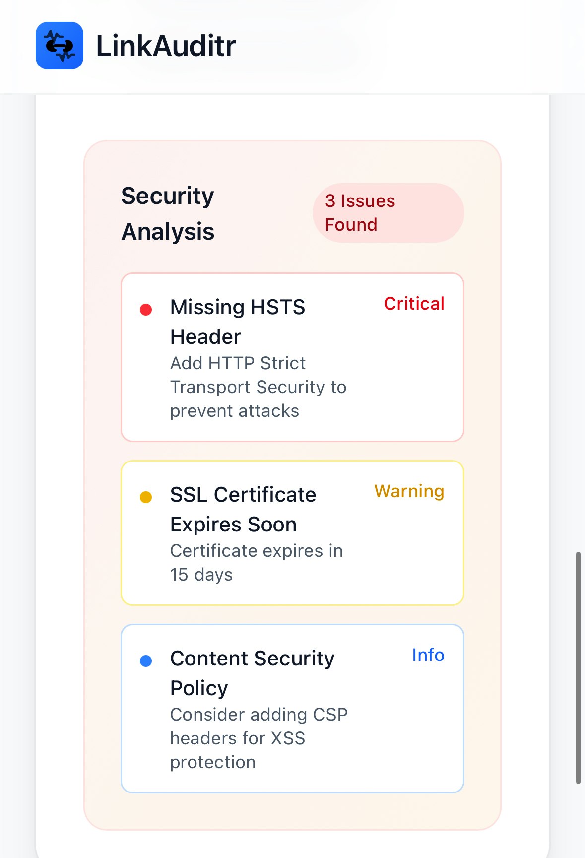 Domain audit, url management gallery image