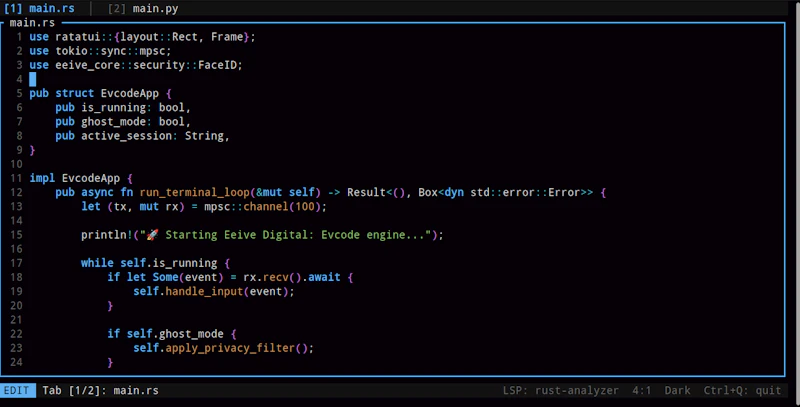 Evcode — Terminal IDE screenshot 3