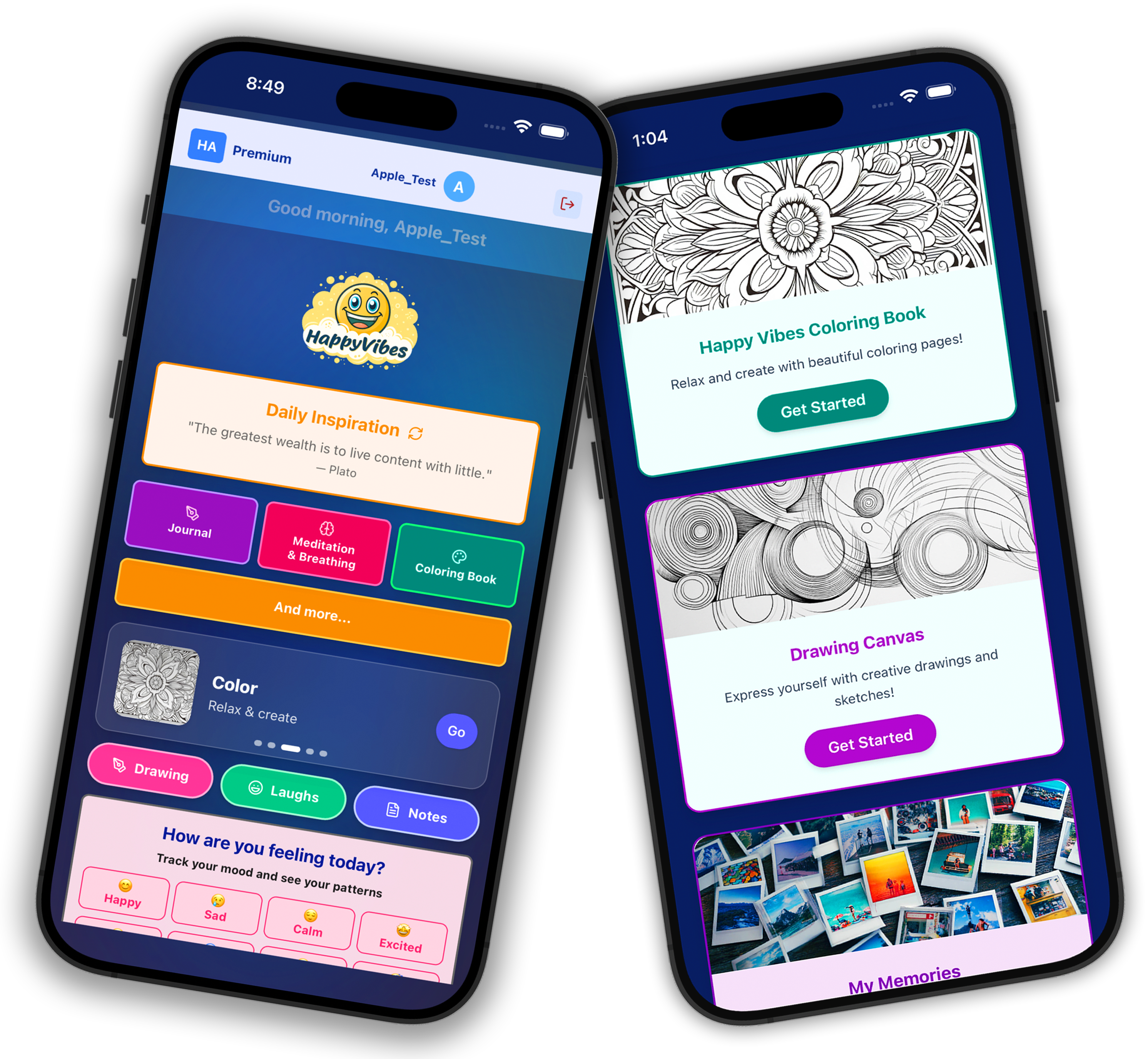 HappyVibes App - Screenshot 3 showing product features and functionality