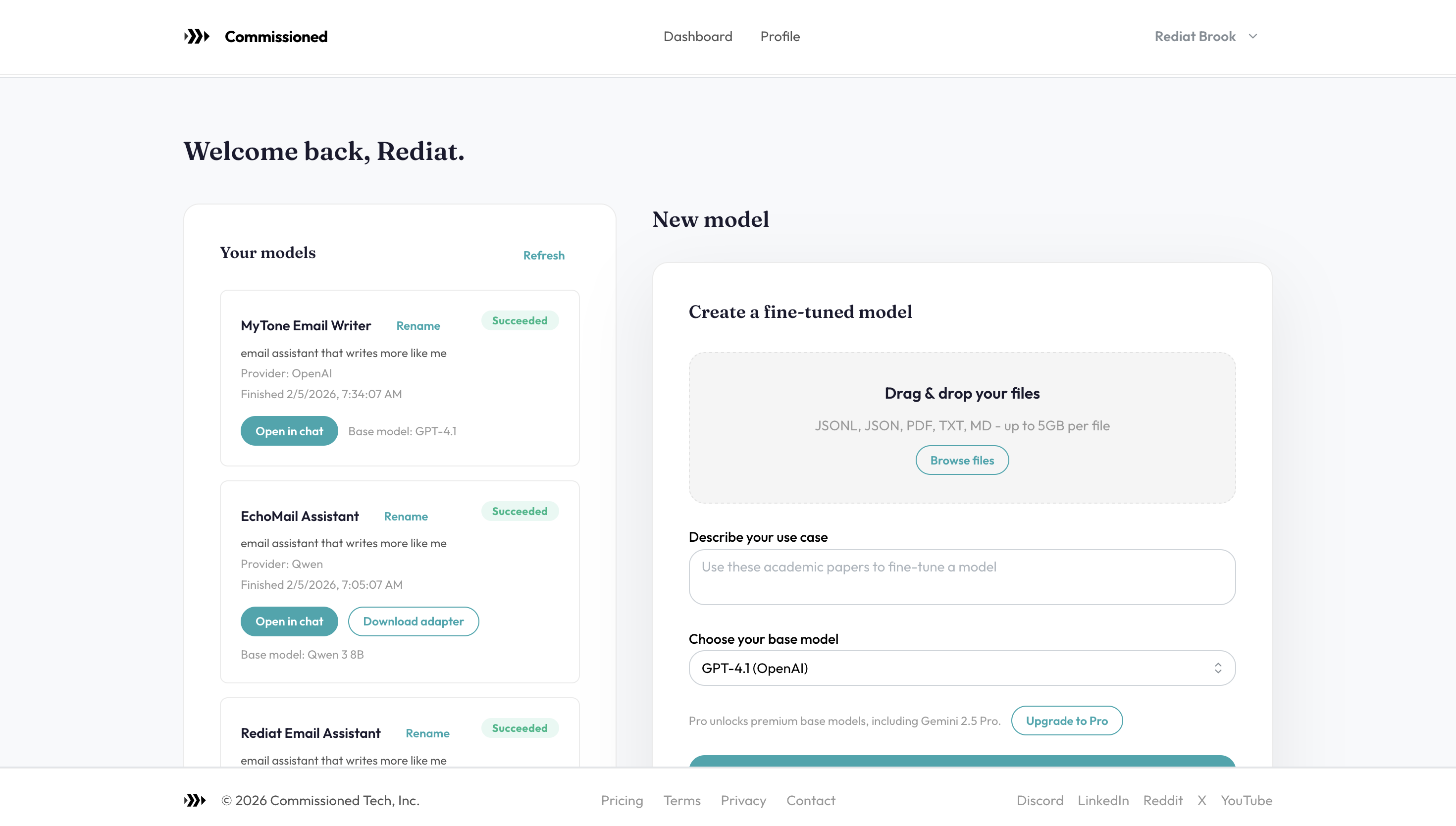 Commissioned - Screenshot 2 showing product features and functionality