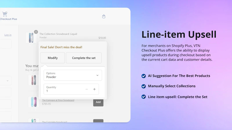 Shopify VTN Checkout Plus App screenshot 6