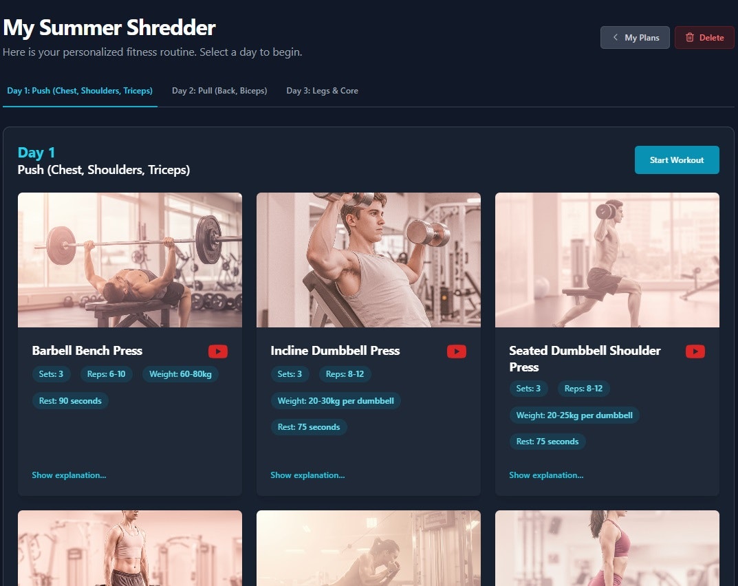 Personalized workout plan using AI media 2
