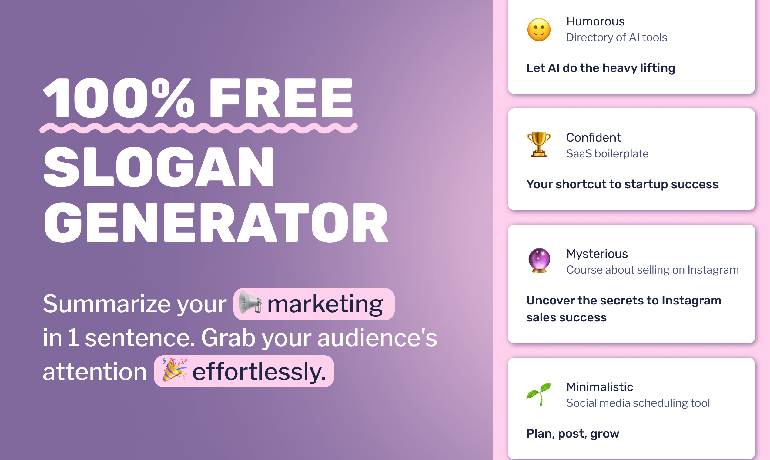 startuptile Slogan Generator-Summarize your marketing in 1 sentence