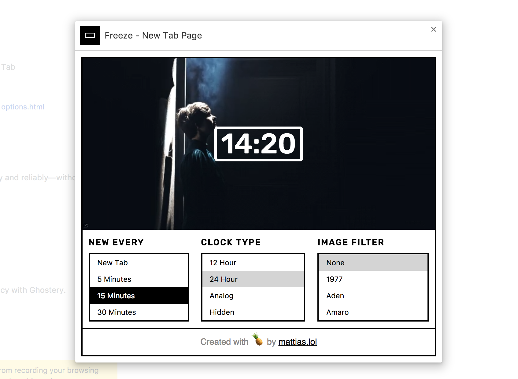 Freeze - New Tab Page gallery image