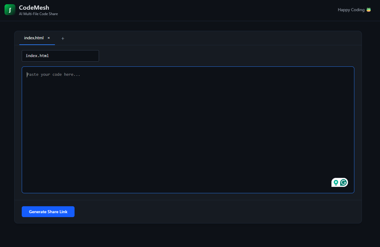 CodeMesh - Main product screenshot demonstrating key features and user interface