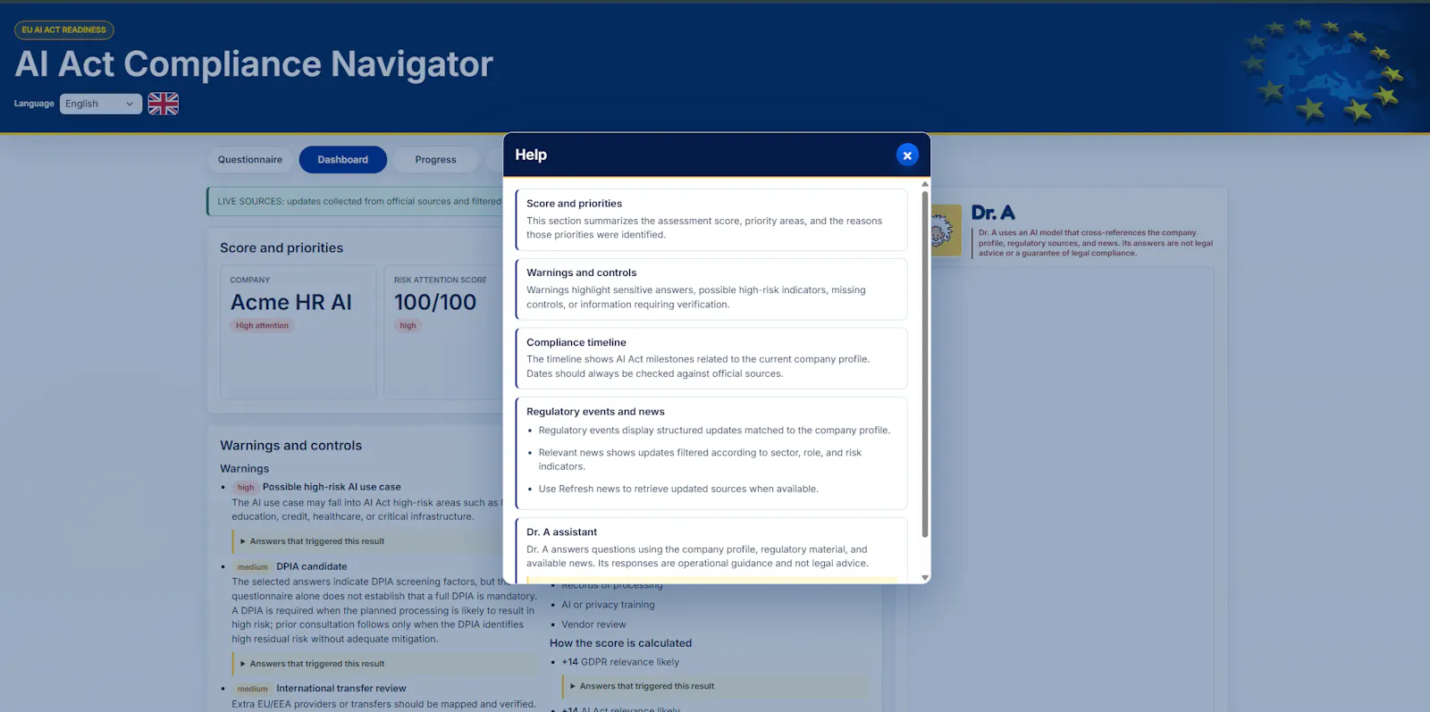 AI Act Compliance Navigator screenshot 5