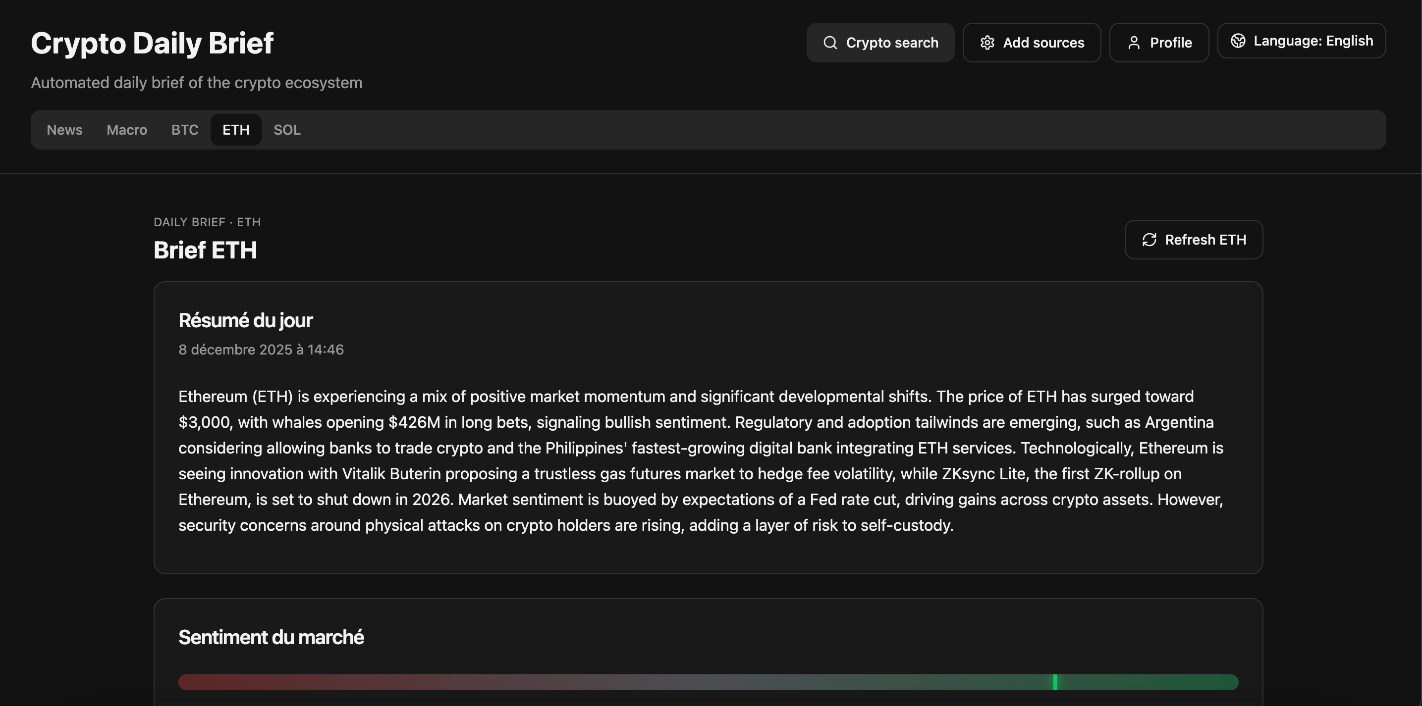 Crypto Daily Brief - Screenshot 2 showing product features and functionality