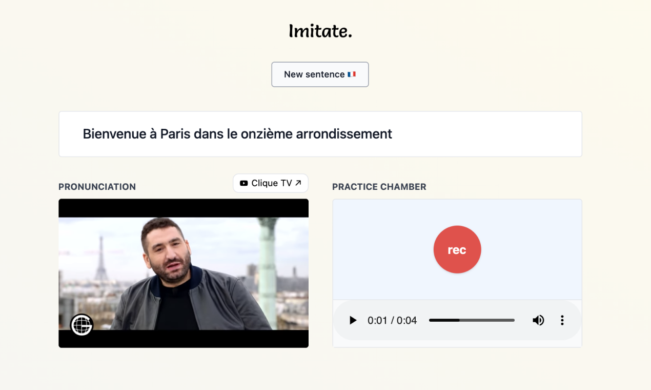 Imitate - Learn French pronunciation with real-life videos | Product Hunt