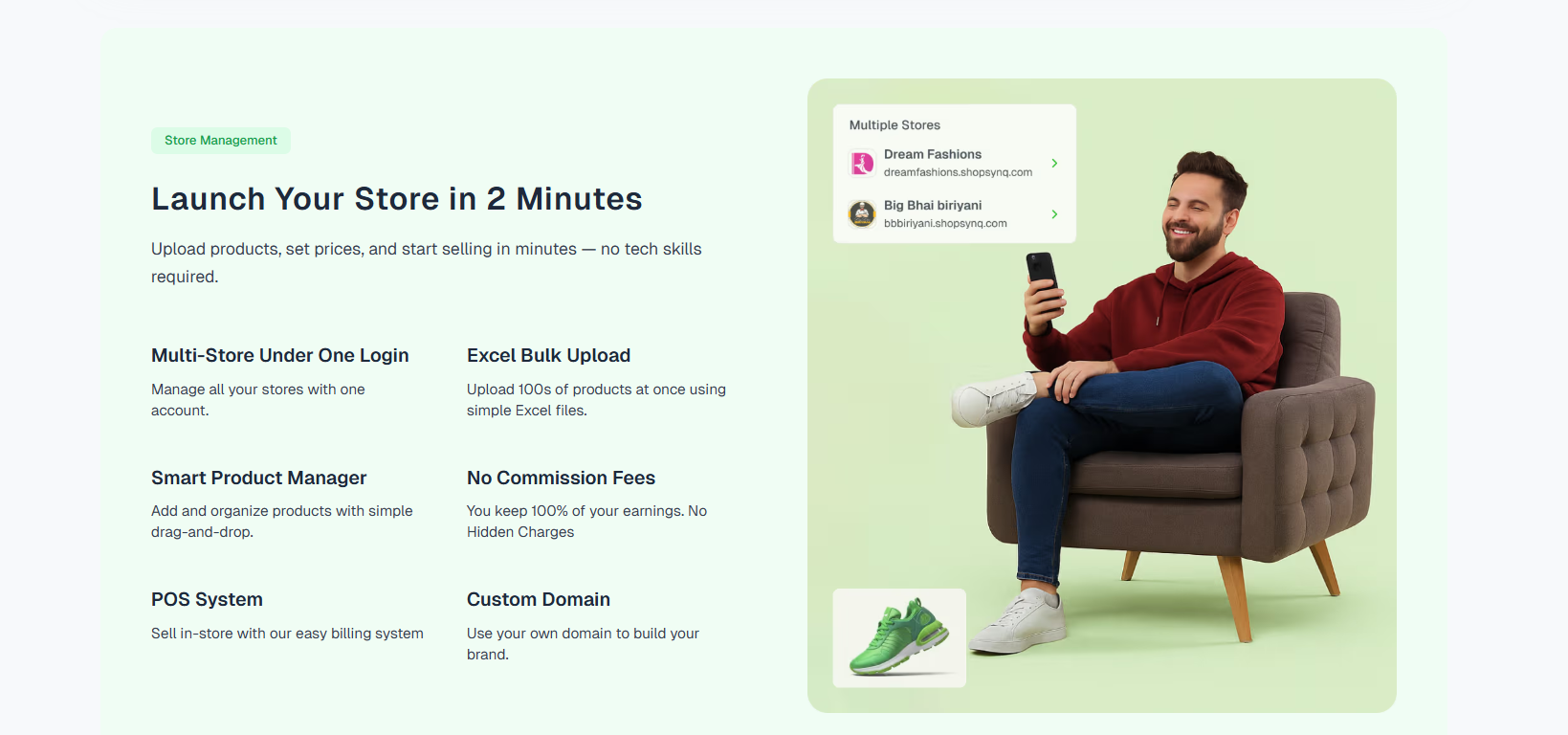 Shopsynq - Main screenshot showing features and interface