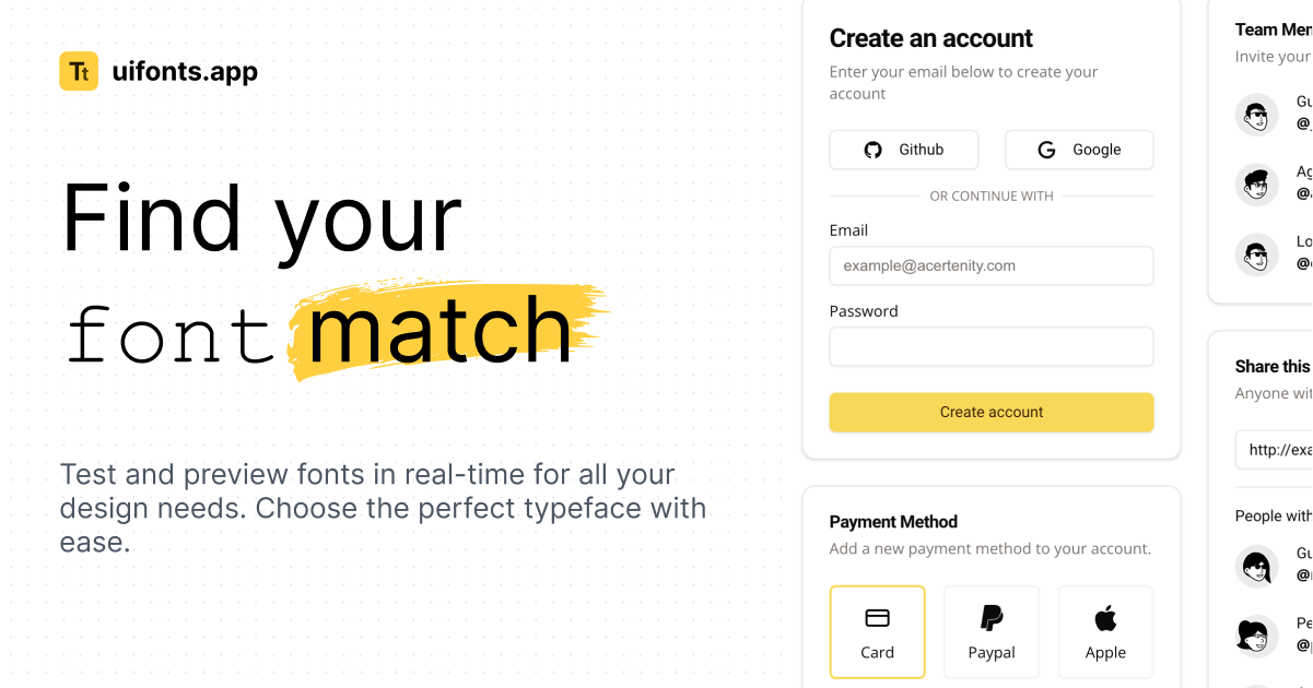 uifonts.app - Tüm tasarım ihtiyaçlarınız için yazı tiplerini gerçek zamanlı olarak test edin ve önizleme medya 1