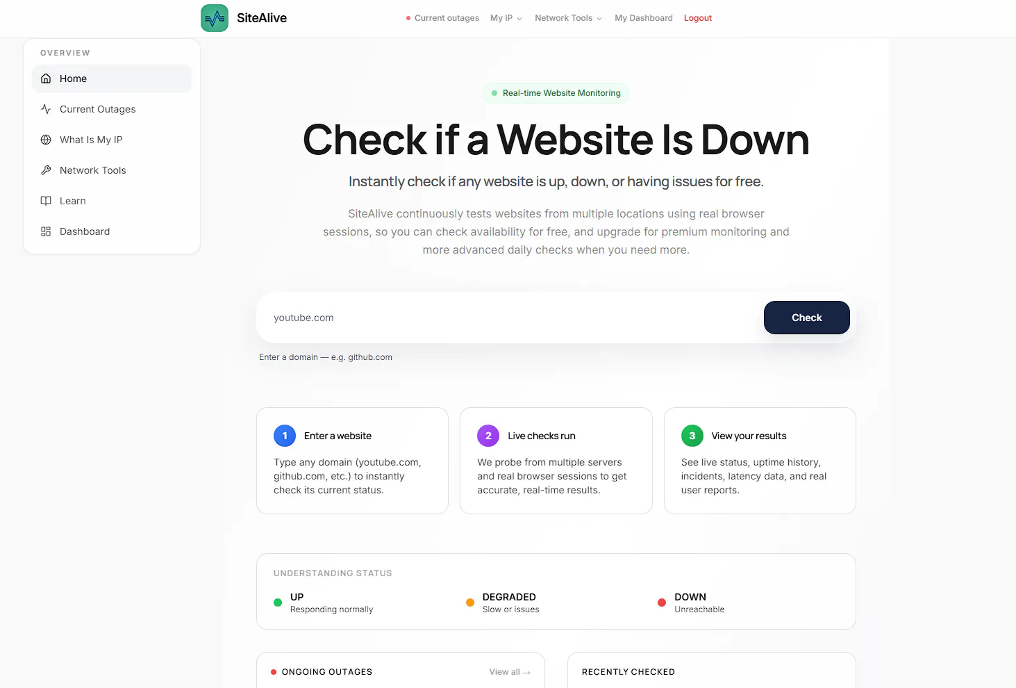 SiteAlive - Are your website alive? 제품 배너