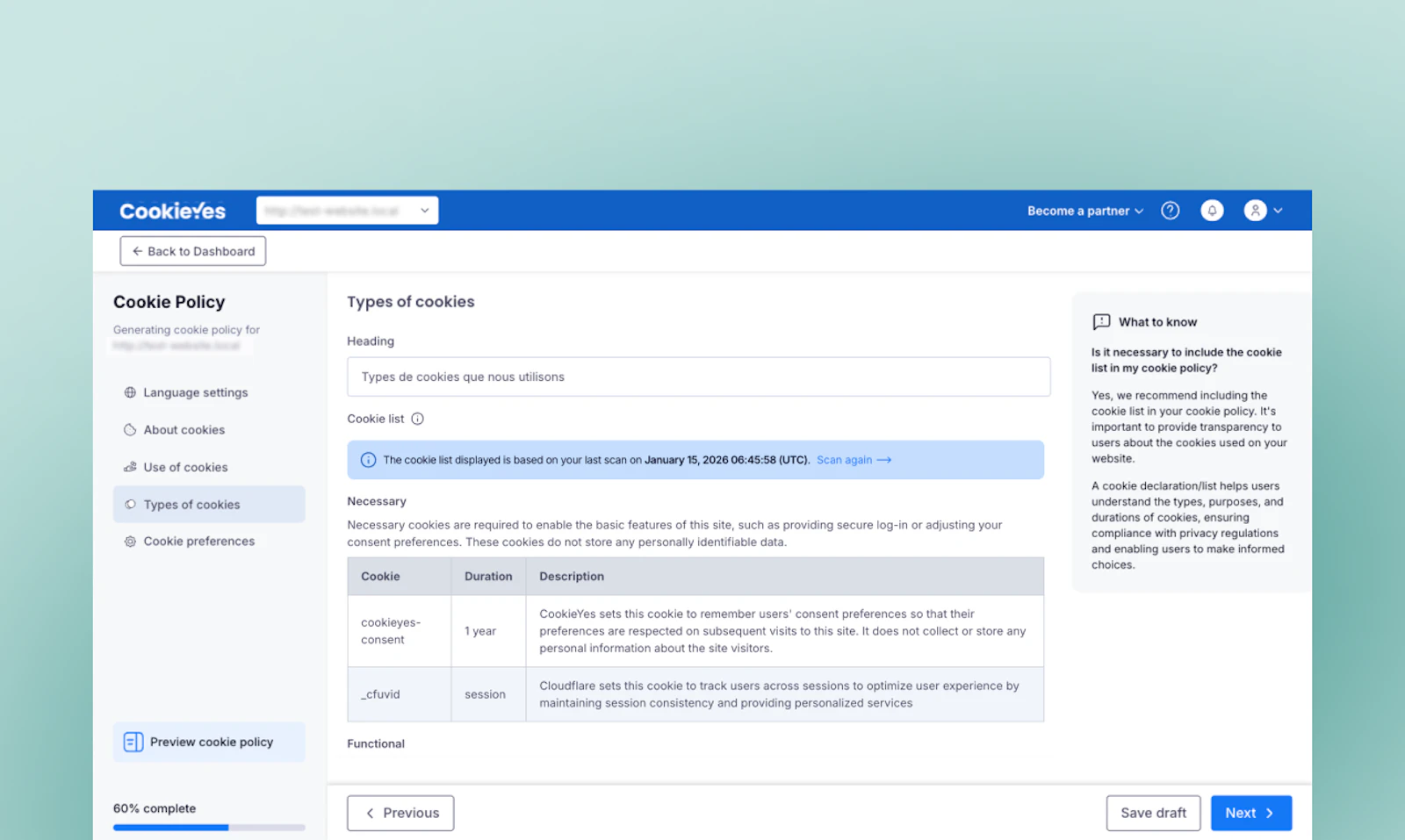CookiePolicy Generator by CookieYes screenshot 6