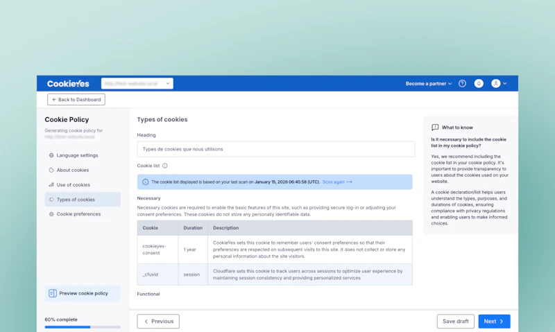 CookiePolicy Generator by CookieYes screenshot 6