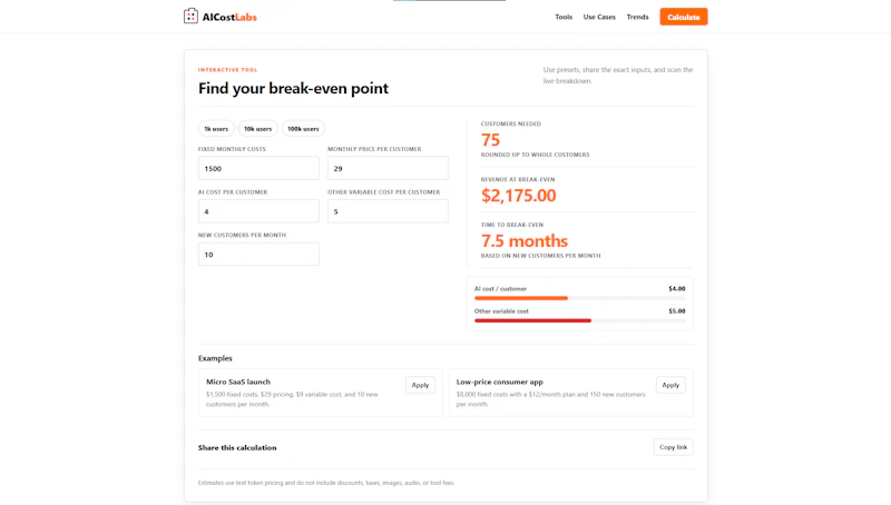 AIcostlabs screenshot 2