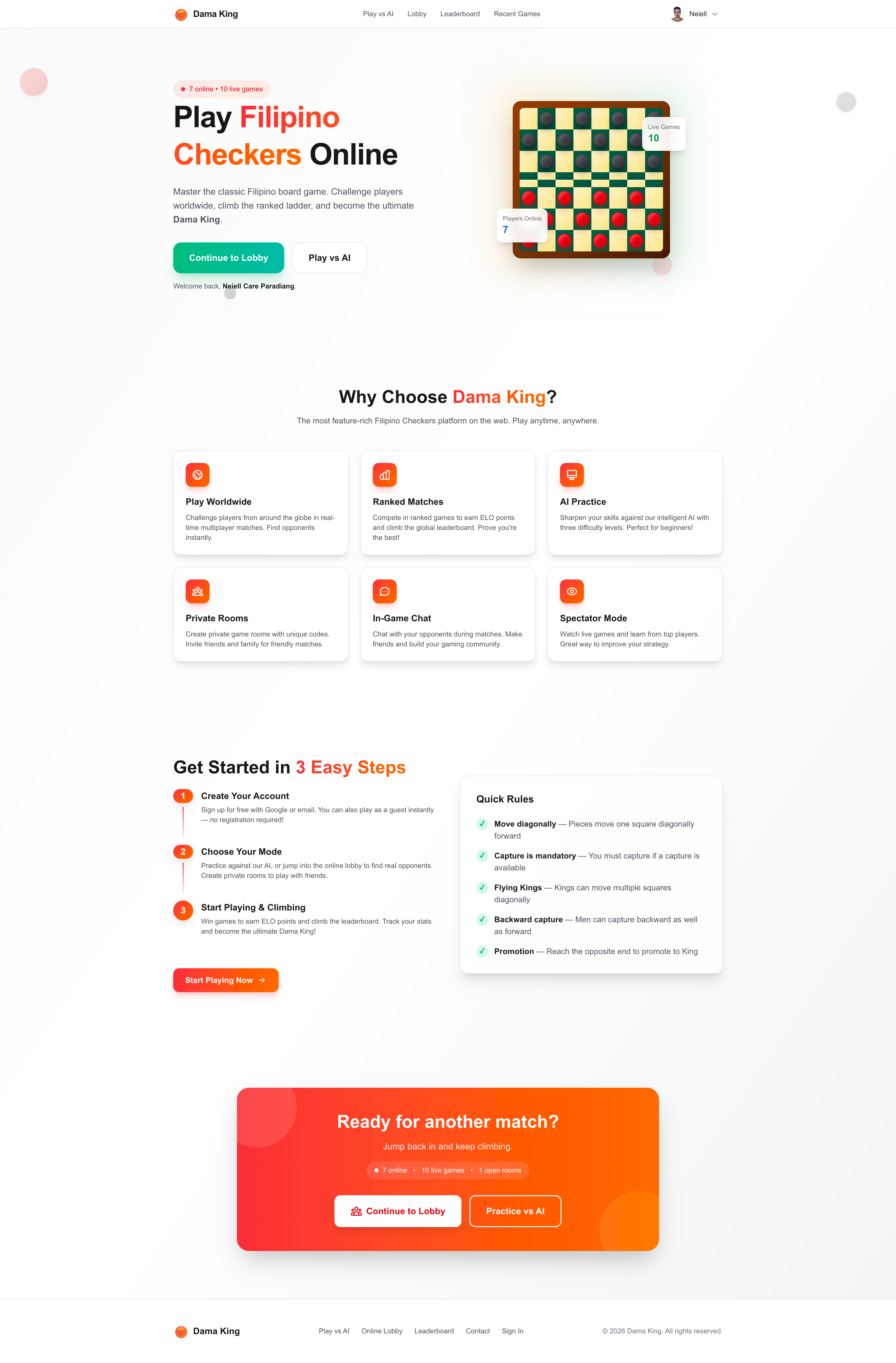 Dama King - Main product screenshot demonstrating key features and user interface